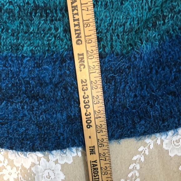 Sigrid Olsen Sport Cardigan Sweater Eyelash Blues & Greens Sz L Raglan Sleeves - Picture 10 of 12